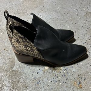 Black and Snake Skin Ankle Boots